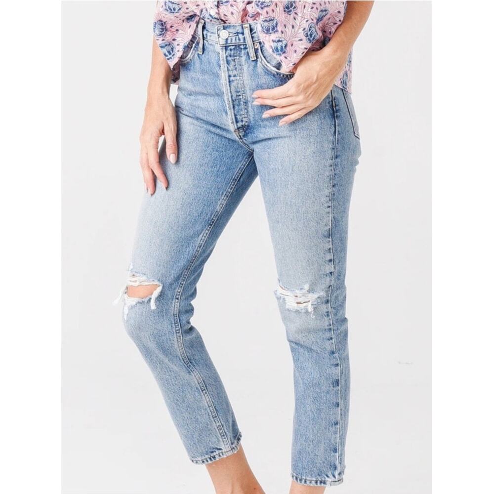 Agolde Riley High Rise Straight Crop Jeans Size 23 - Picture 2 of 7
